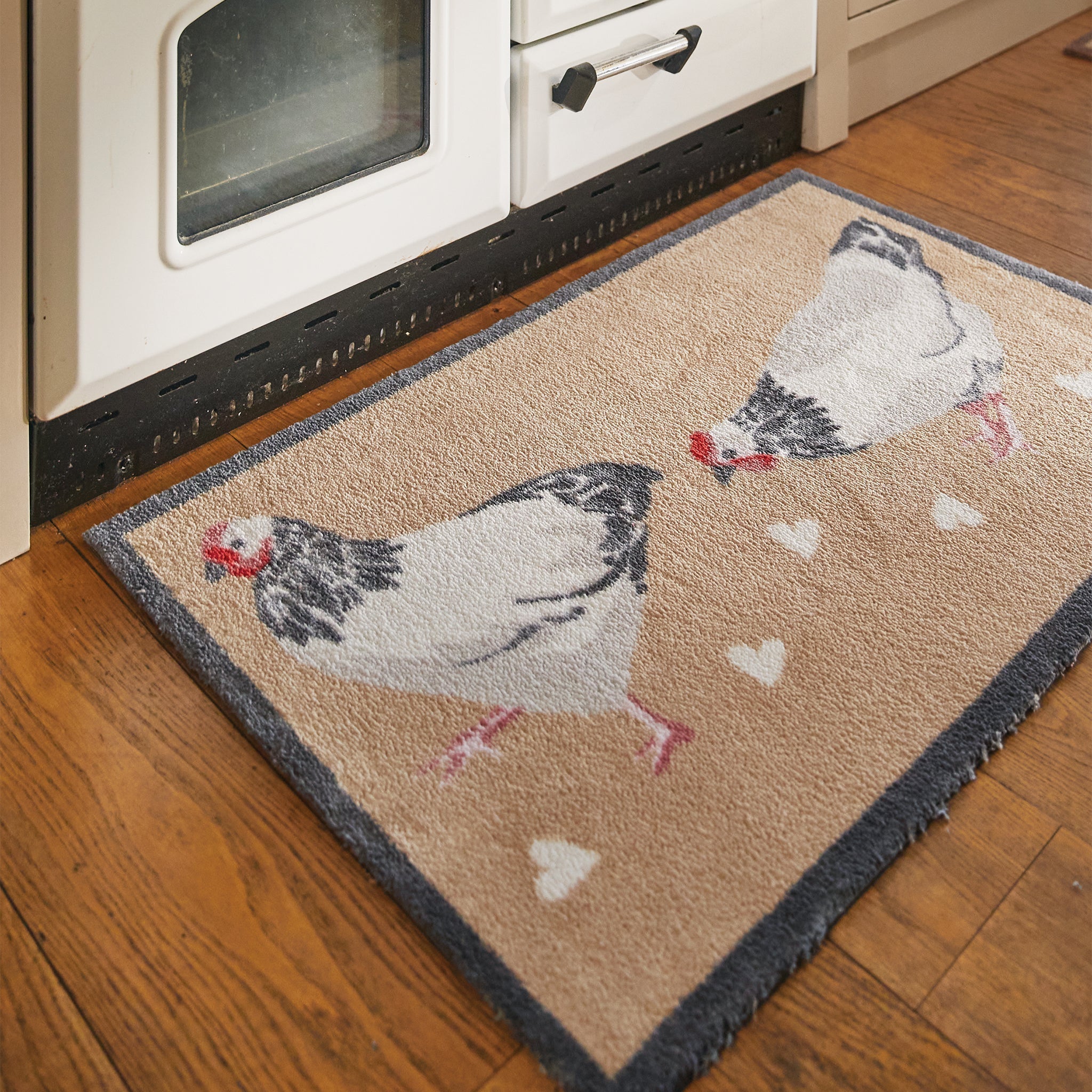 Chicken 1 Beige Washable Doormat