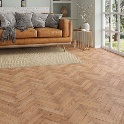 Lusso Venice Worn Oak Herringbone Engineered Wood Flooring