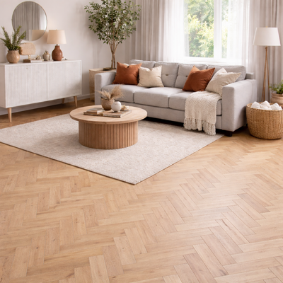 Lusso Verona Unfinished Herringbone Solid Oak Flooring
