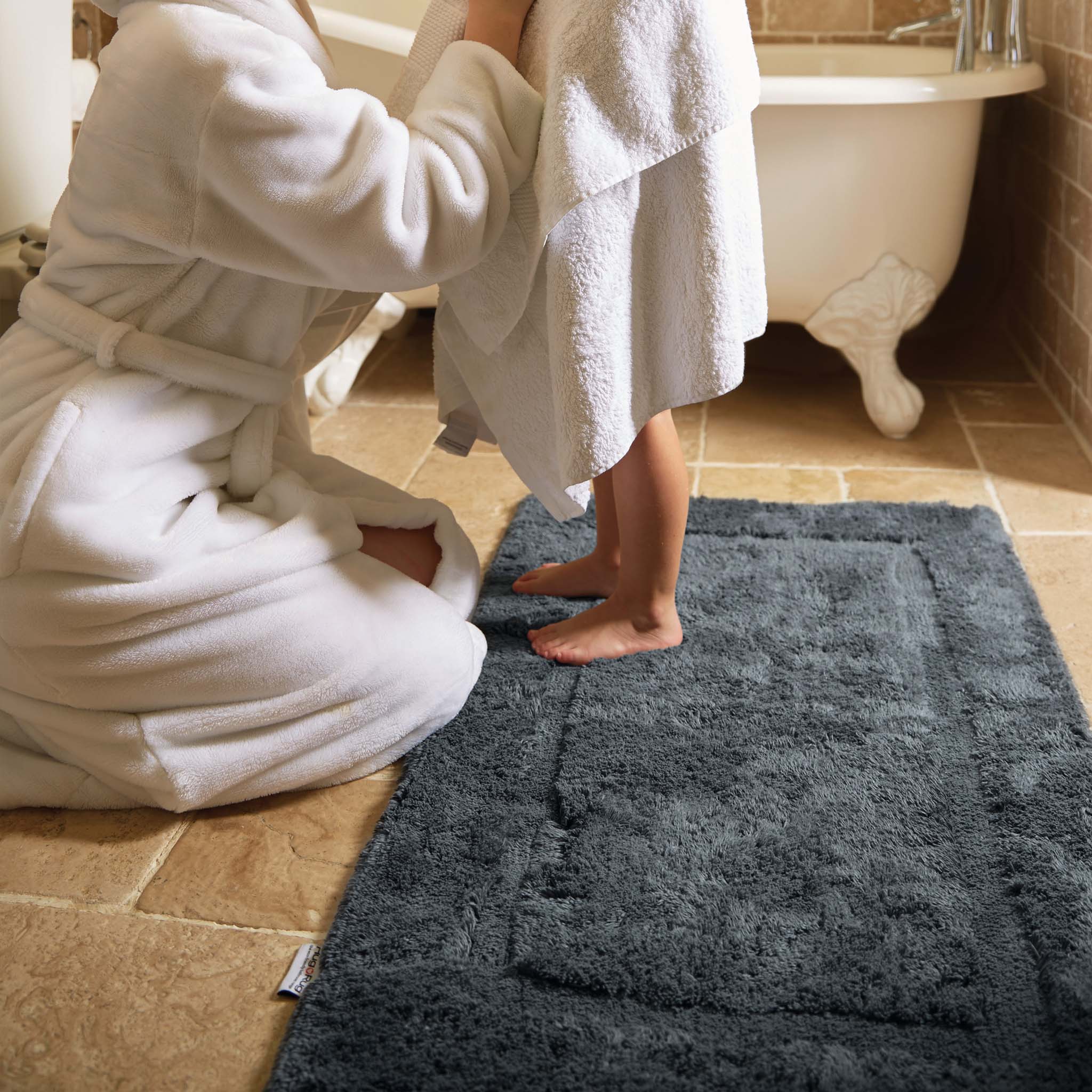 Bamboo Border Graphite Bathmat