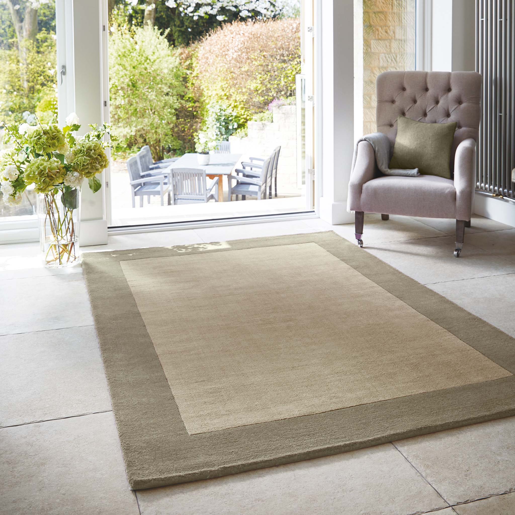 Borders Wool Rug Taupe