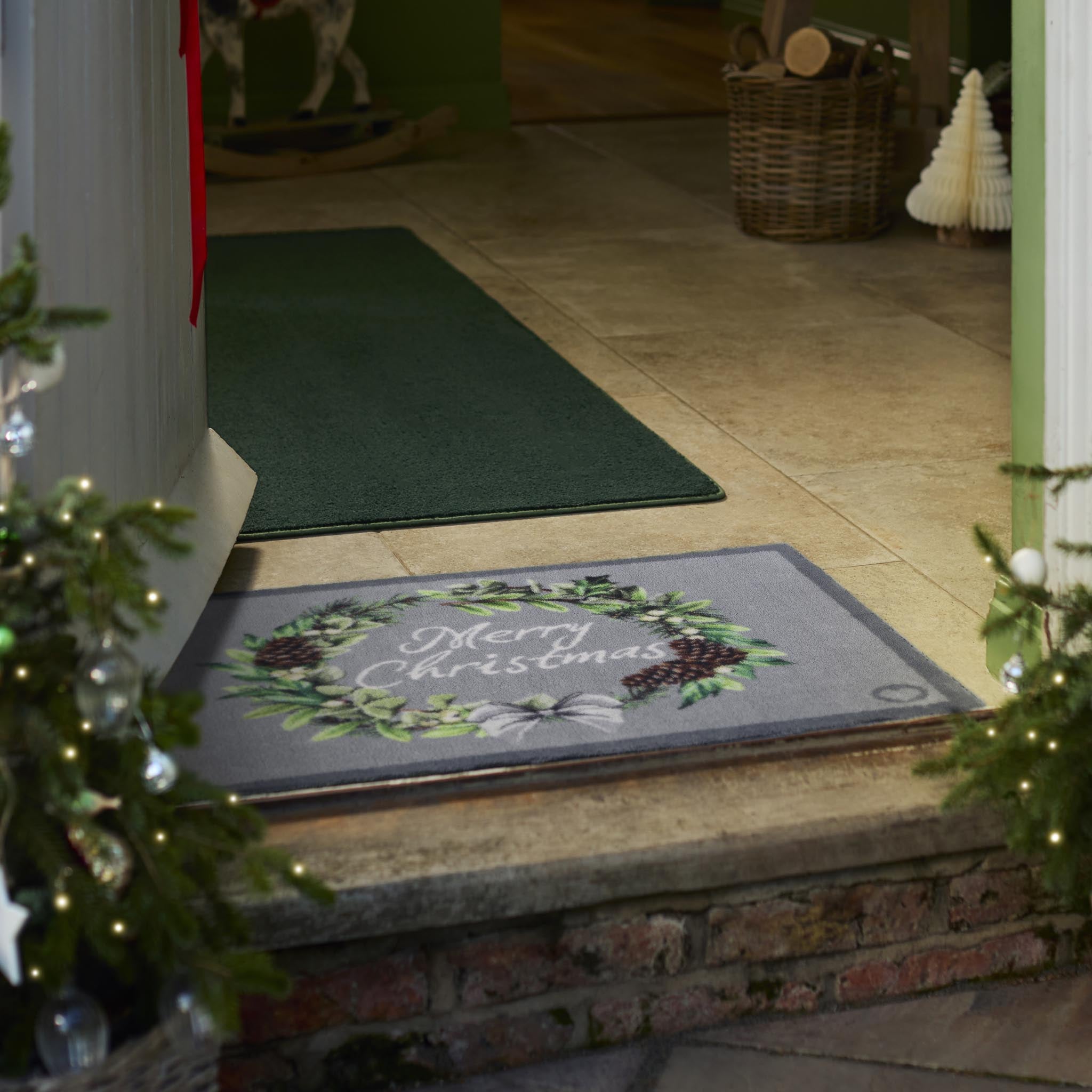 Christmas Wreath Washable Doormat