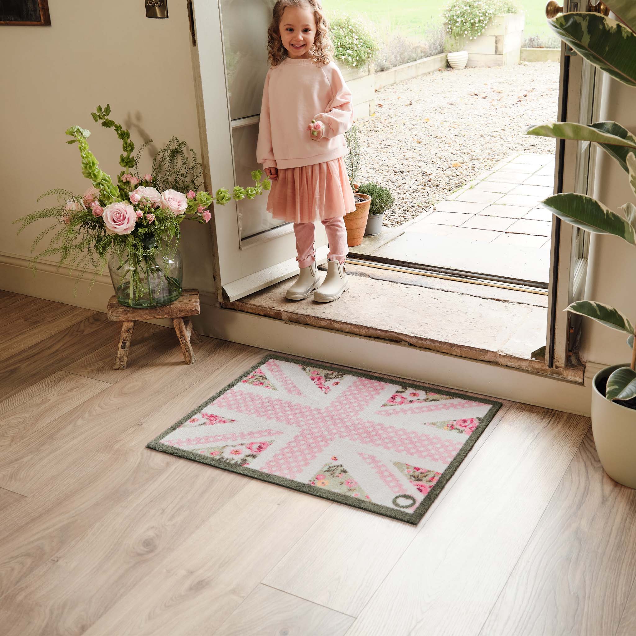 Country Rose Flag Washable Doormat