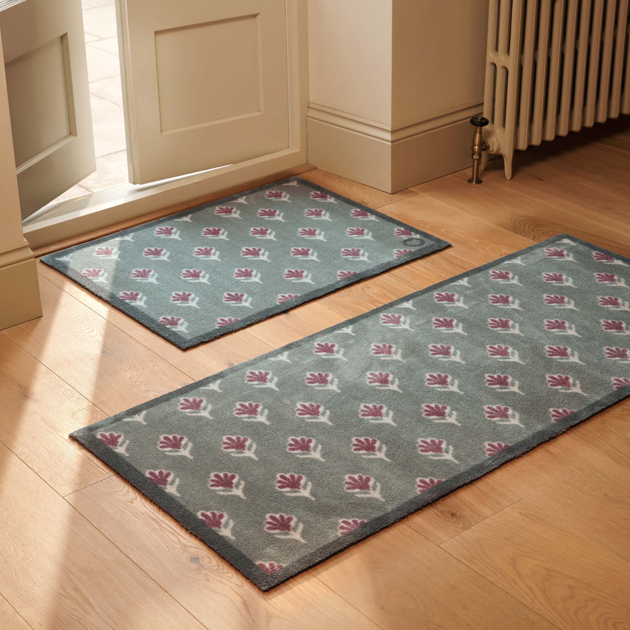 Ditsy Floral Green Washable Doormat