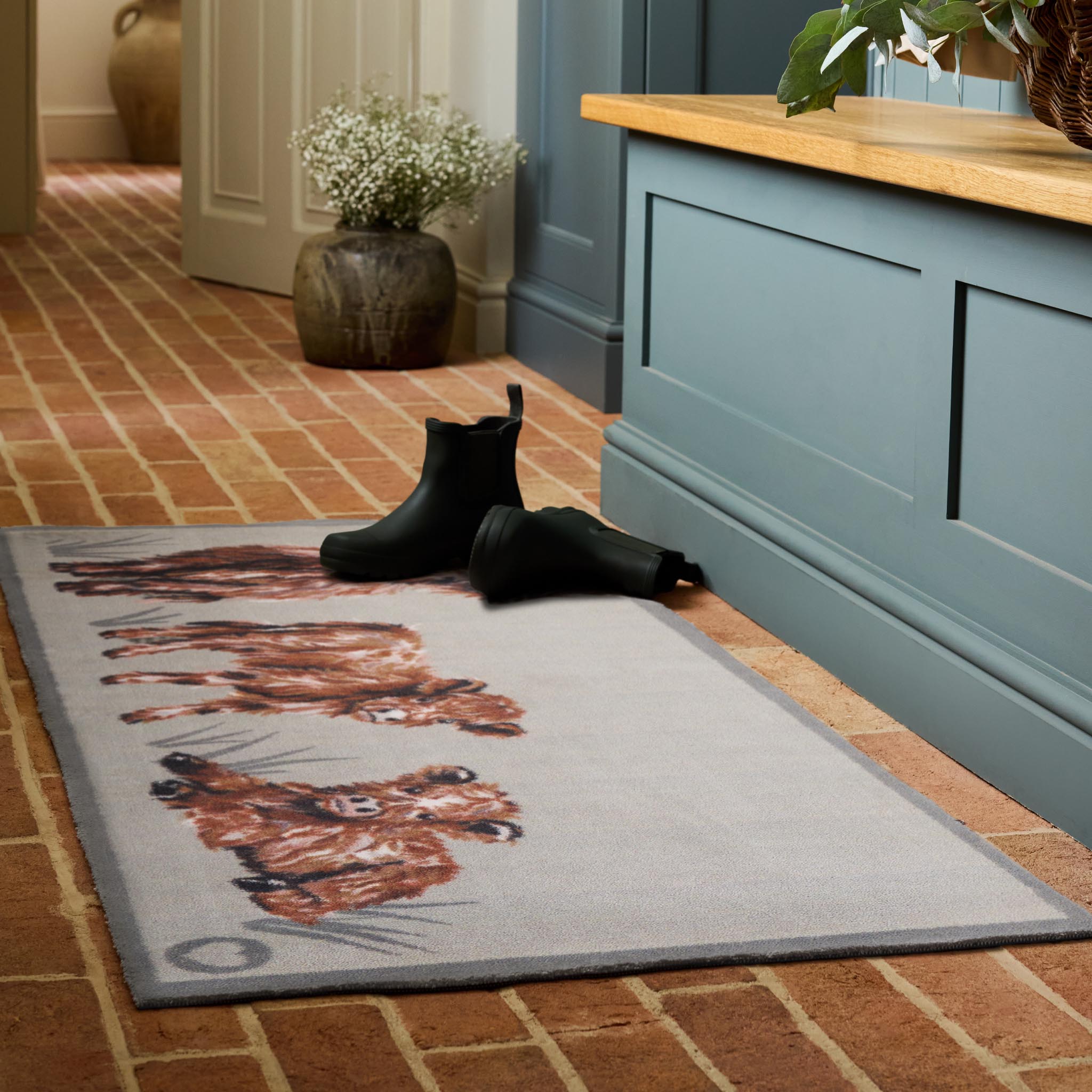 Heritage Highland Cow Washable Runner