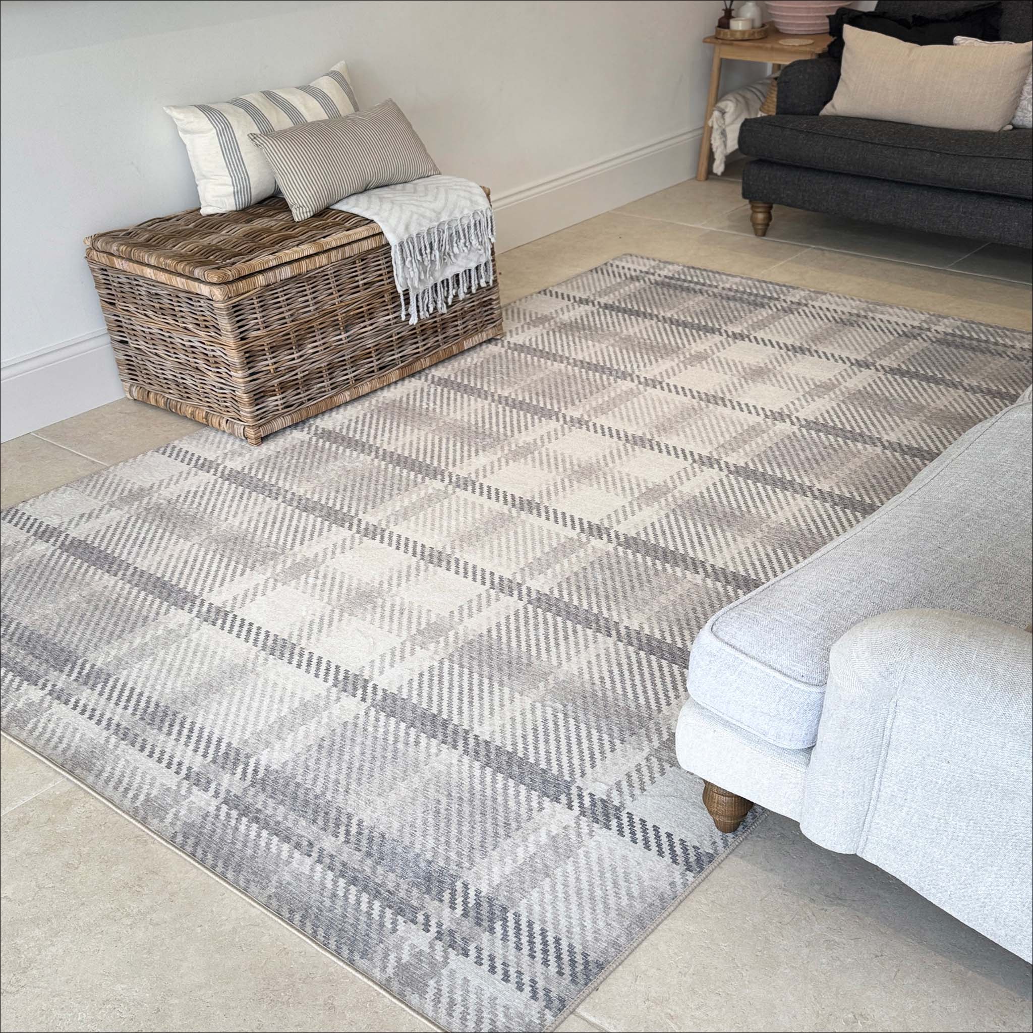 Isla Plaid Neutral Eco-Washable Rug