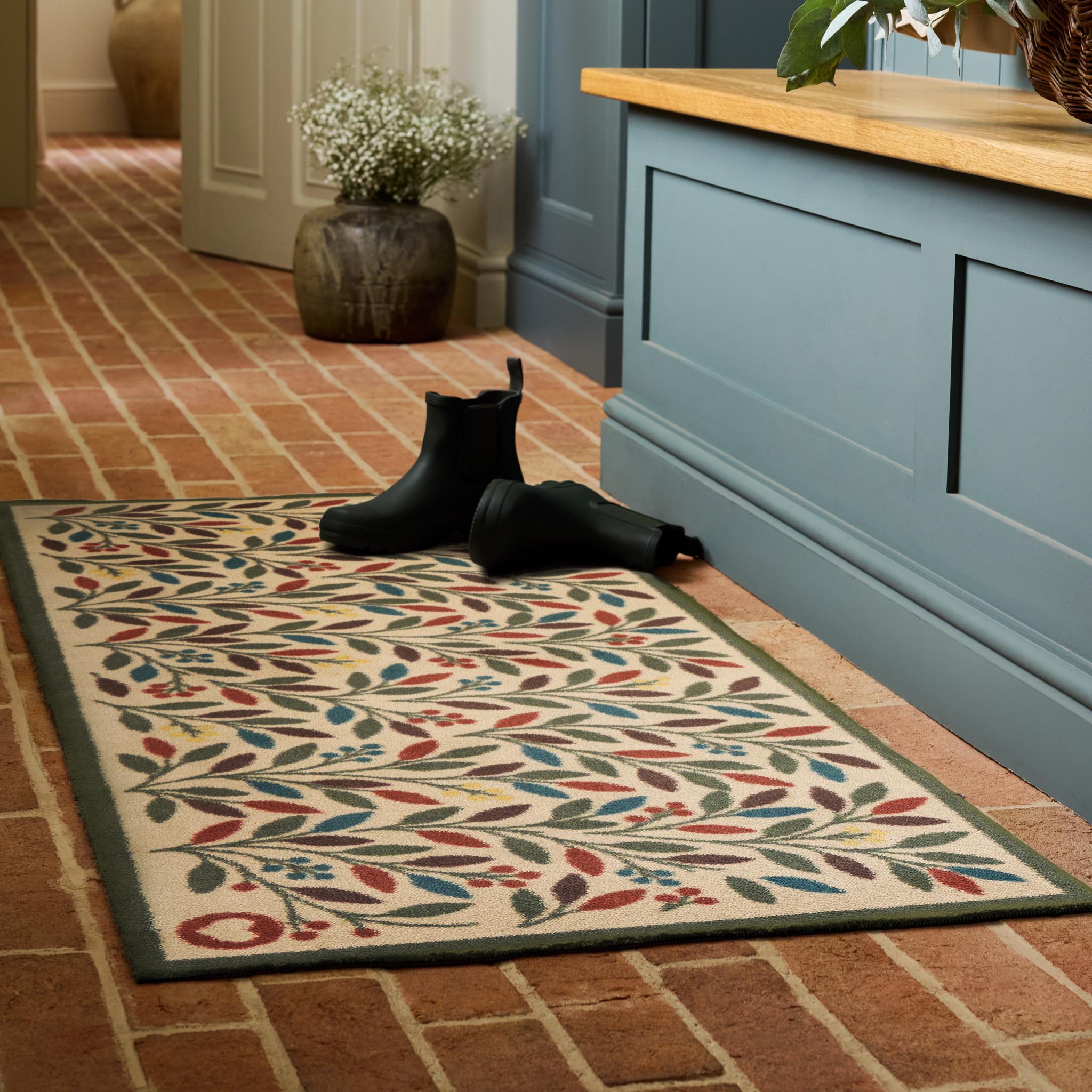Olive Branch Washable Runner