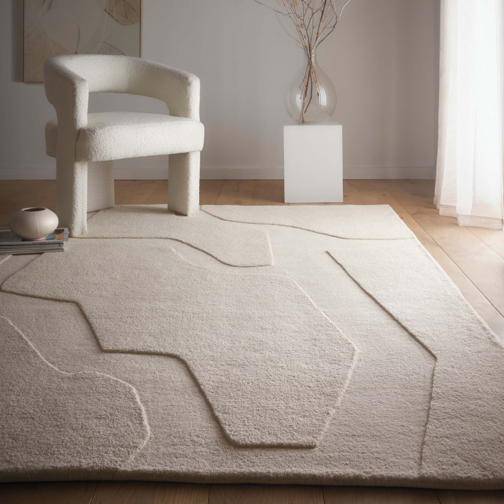 Sculptured Wool Rug Formation Cream