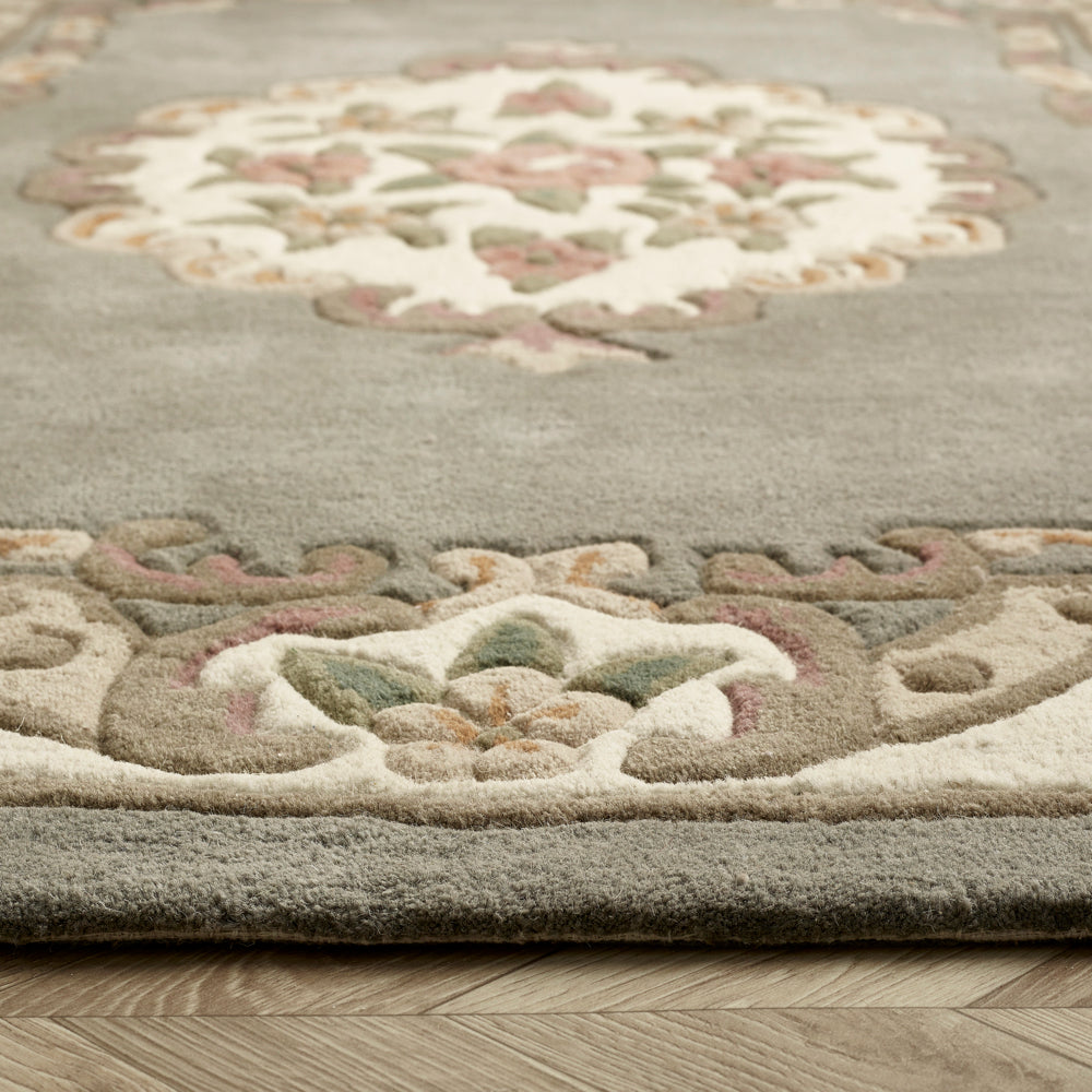 Shensi Aubusson Rug Runner in Grey