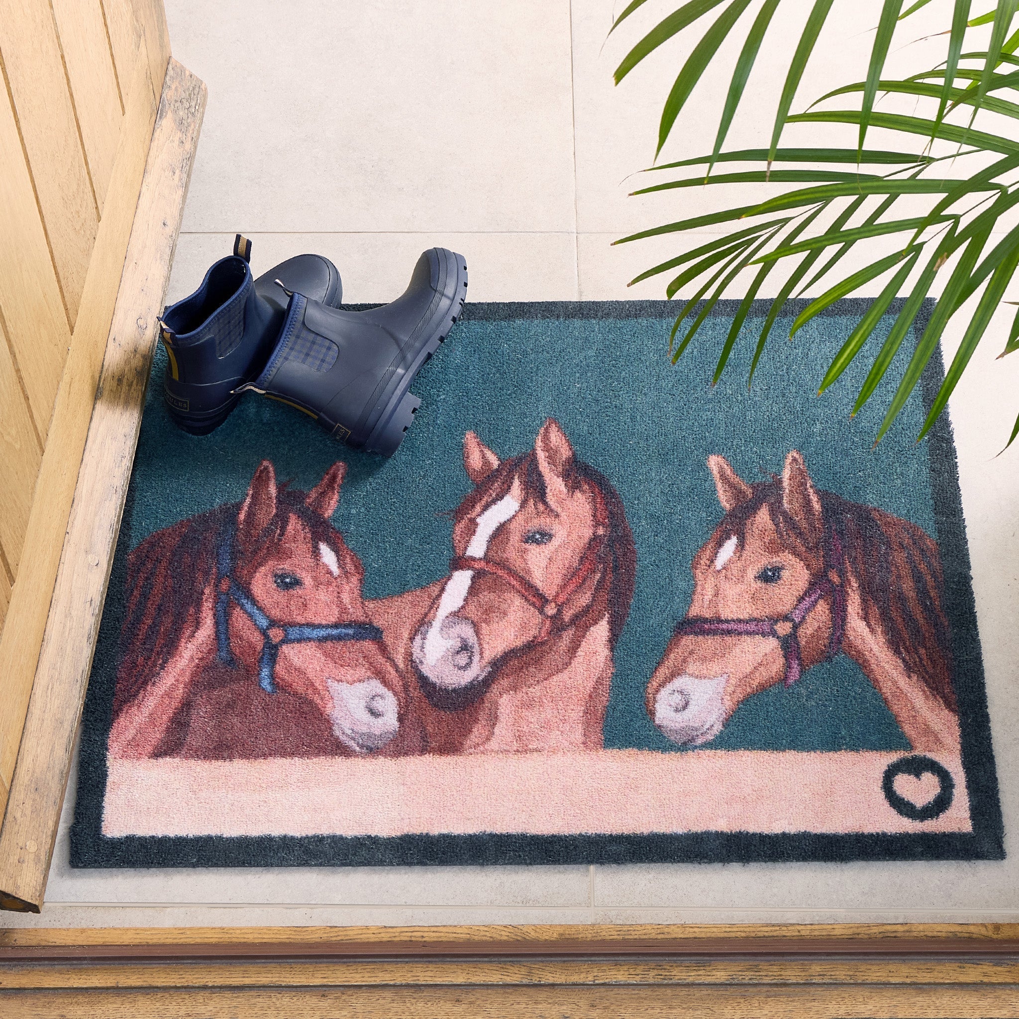 Stable Horses Washable Doormat