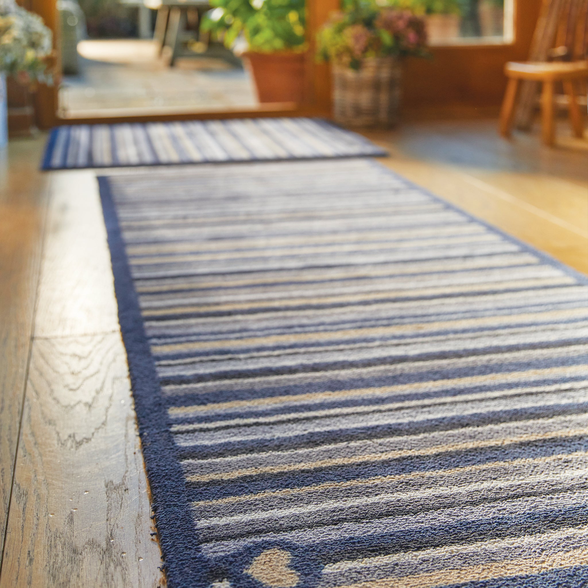 Stripe 88 Blue/Grey Washable Runner