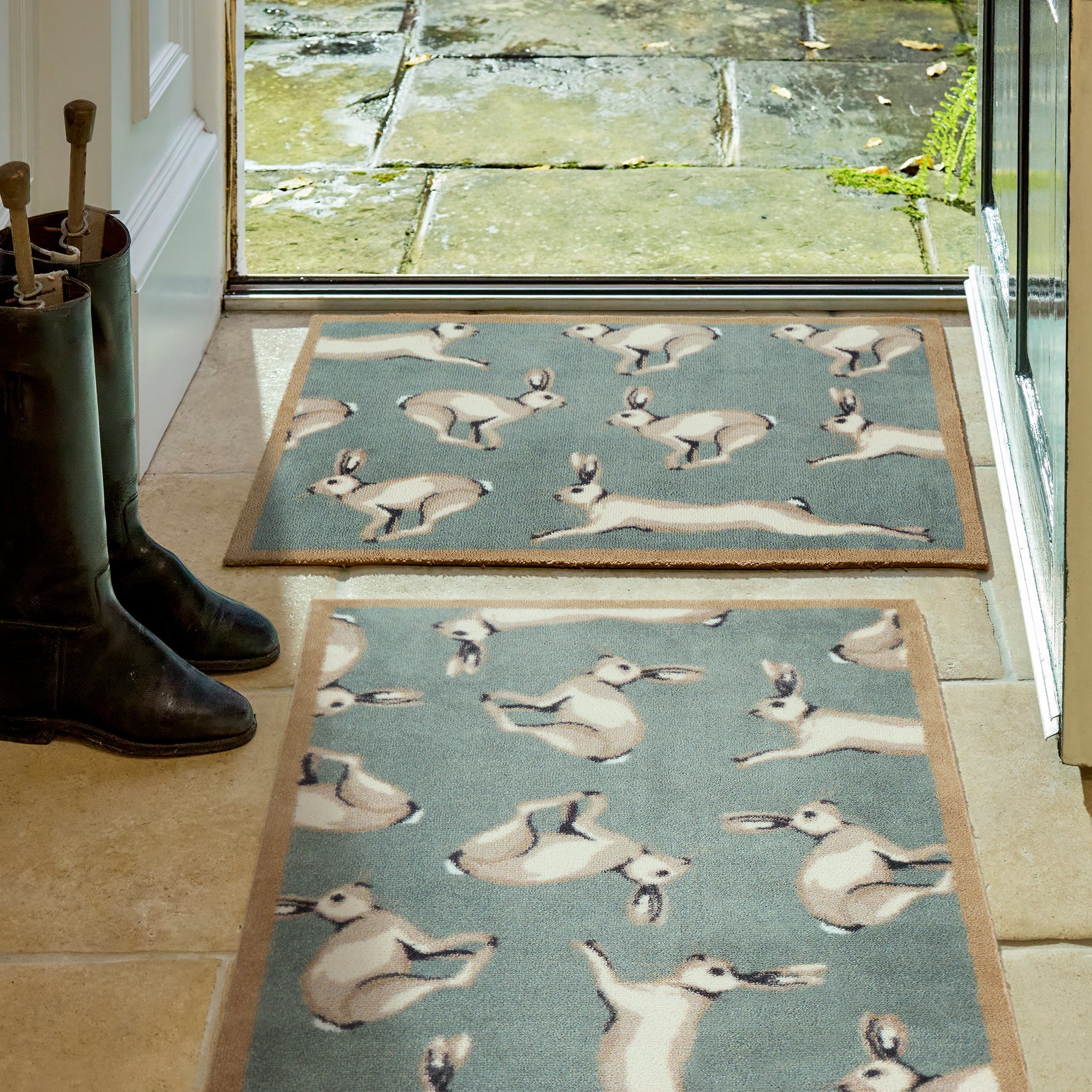 Farmhouse Hares Washable Doormat