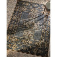 M&S X Fired Earth Jute Patterned Rug Blue Mix