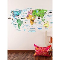 Walplus Colourful Nursery World Map Wall Sticker For Kids Bedroom Playroom Educational Decor